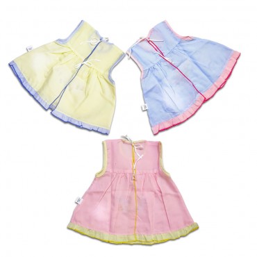 Flower Embroidered Sleeveless Mix Colours Cotton Frocks For New Born Baby Girl - (Pack Of 6)