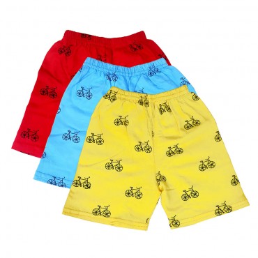 Cycle Printed Boys Shorts Available In 3 Colours - (Pack Of 3) (Medium size: 3-6months)