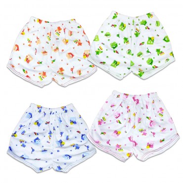 ABC Printed White Boys Shorts - (Pack Of 4) (0-3months)