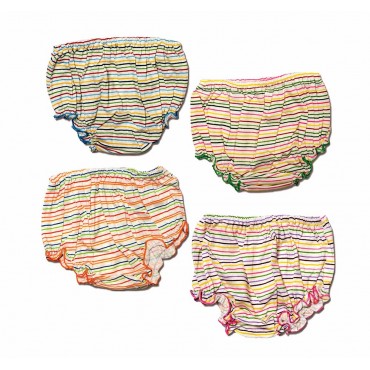 Stripe Printed Mix Colour Girls Panty For New Born - (Pack Of 4) (Size: 12-18months)