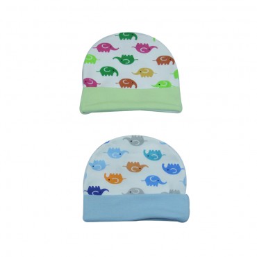 Comfortable Kids Cap for newborn - Elephant Colorful Print, pack of 4