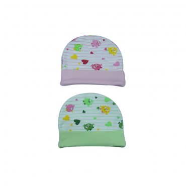 Comfortable Kids Cap for newborn - Baby Heart Print, pack of 4