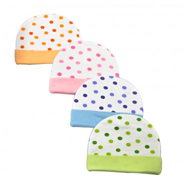 Comfortable Kids Cap for newborn - Light Dots Print, pack of 4