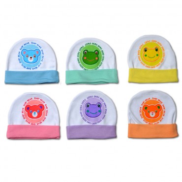 Multicolor Caps for newborn - Gero Colorful Print, pack of 6