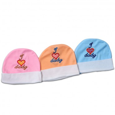 Comfortable Kids Cap for newborn - I Love Daddy Colorful Print, pack of 6