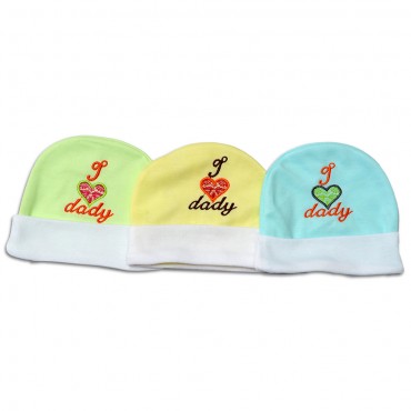 Comfortable Kids Cap for newborn - I Love Daddy Colorful Print, pack of 6