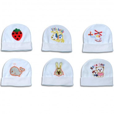 Multicolor Caps for newborn - Little Buddy Print, pack of 6