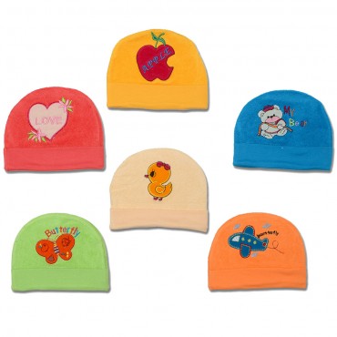 Comfortable Kids Cap for newborn - My Bear, Apple, Born To Fly Print, pack of 6