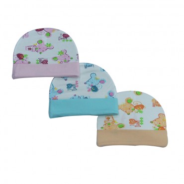 Unisex Baby Caps for boy and girl - I Love Mummy Daddy Print, pack of 3