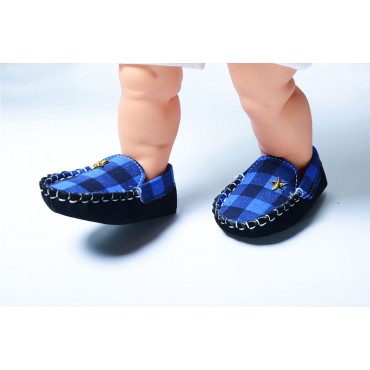  Baby Loafer Shoes R Blue Checks Star