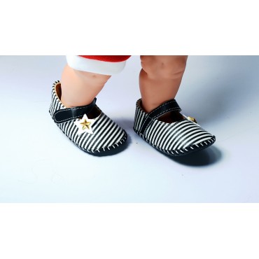 Baby Belly Shoes Black Stripe Star 