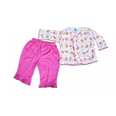 Hosiery Soft Cotton material, Girls Full Suit - Medium (Pink, Blue, Peach)