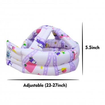 Lavender Colour Car and Road Printed Baby Safety Lightweight Helmet