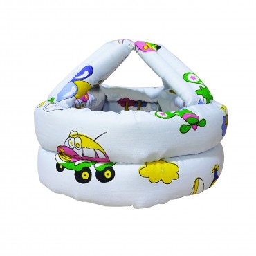 Light Blue Colour Car And Tree Printed Baby Safety Lightweight Helmet