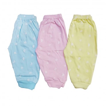 Full Length Cotton Diaper Baby Leggings. Cycle & Car Print. Pack Of 3 - Medium Size