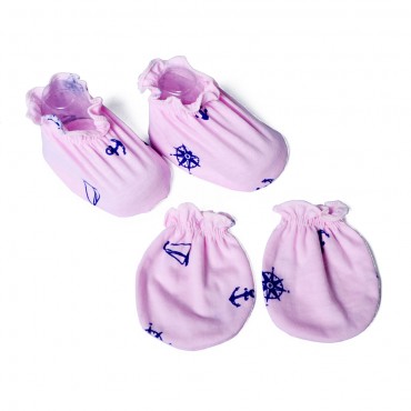 Creative Baby Booties And Mittens Set - ANCHOR (255 - MINT, PEACH, PINK)