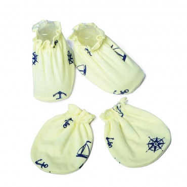 Creative Baby Booties And Mittens Set - ANCHOR (255 - GREEN, BLUE, LEMON)