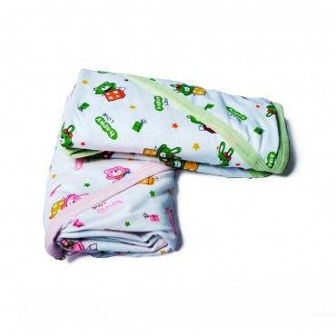 Cute Hooded Towels for Infants, Happy Love Print - Pink, Green (Pack Of 2 Towels)