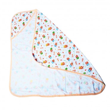 Cute Hooded Towels for Infants, Happy Love Print - Peach, Blue (Pack Of 2 Towels)