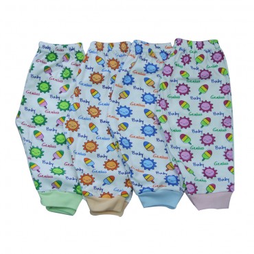 Full Length Cotton Diaper Baby Leggings. Candy Print, Pack of 4, Large Size