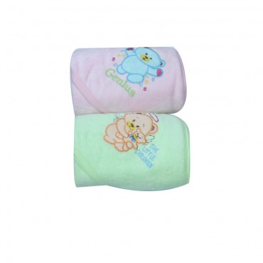 Newborn Towels With a Hood, Turkey Mix - GREEN, PINK (Pack of 2 Towels)