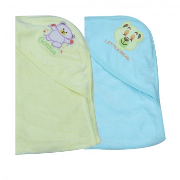 Fun Hooded Towels for Newborns, Turkey Mix - YELLOW, MINT (Pack of 2 Towels)