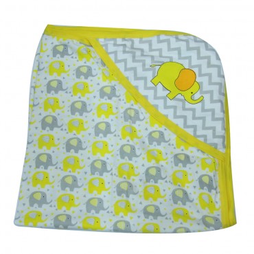 Best and Bright Hooded Towels, Elephant Print - YELLOW, RED, BLUE (Pack of 3 Towels)