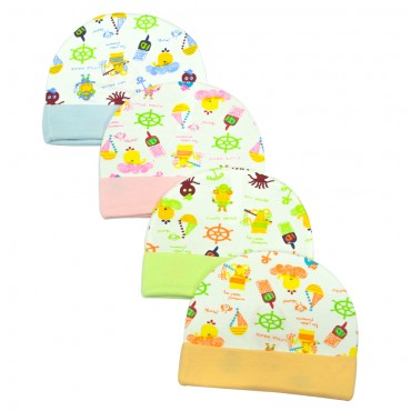 Comfortable Kids Cap for newborn - Octopus Colorful Print, pack of 4