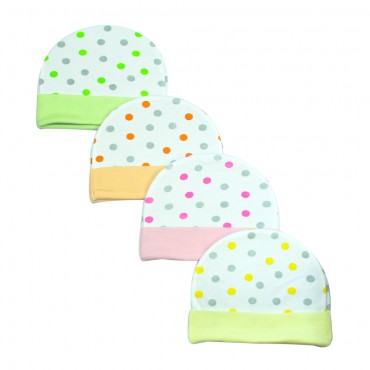 Comfortable Kids Cap for newborn - Baby Dots Print, pack of 4