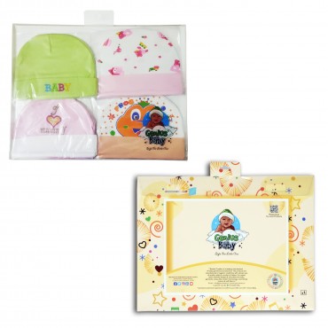 Comfortable Kids Cap for newborn - I Love Mummy, Baby, Frog Print, pack of 4