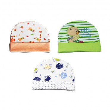 Comfortable Kids Cap for newborn - Little Lady, Bear Print, pack of 6
