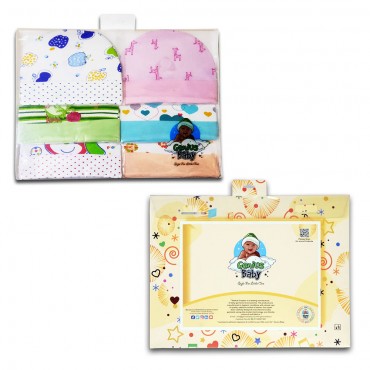Comfortable Kids Cap for newborn - Little Lady, Bear Print, pack of 6