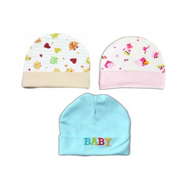 Unisex Baby Caps for boy and girl - Baby Assorted Print, pack of 6