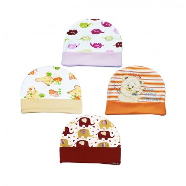 Comfortable Kids Cap for newborn - Little Children, Daddy Mummy Print, pack of 4