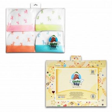 Comfortable Kids Cap for newborn - Giraffe Colorful Print, pack of 4