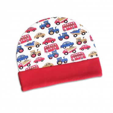 Comfortable Kids Cap for newborn - Car and Bus Print, pack of 4